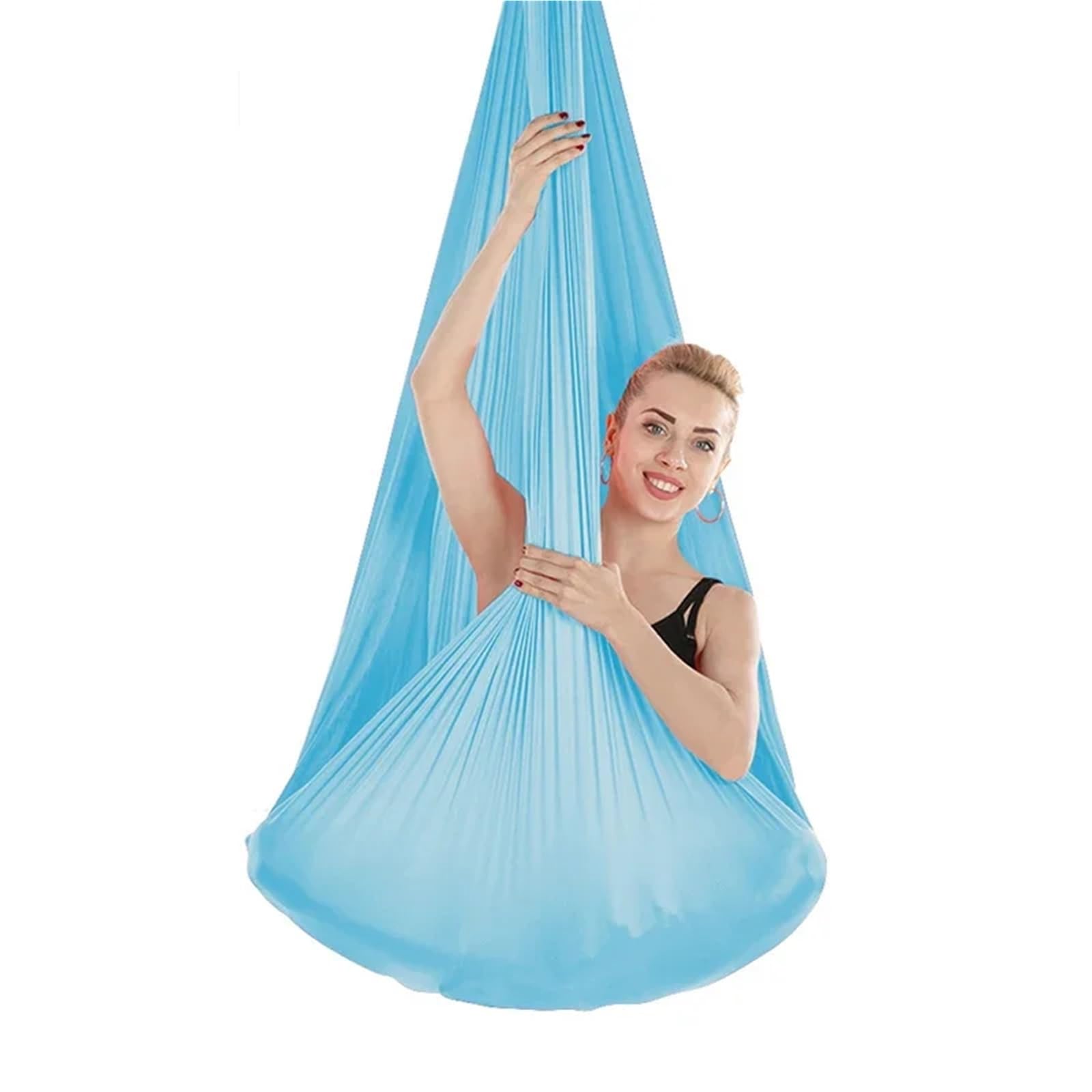 Columpio Yoga Aereo 5 * 2,8 m Alta Resistencia aérea Seda Yoga Swing Hamaca Vuelo inversión Yoga Cinturones for Gimnasio Ejercicio en casa Fitness