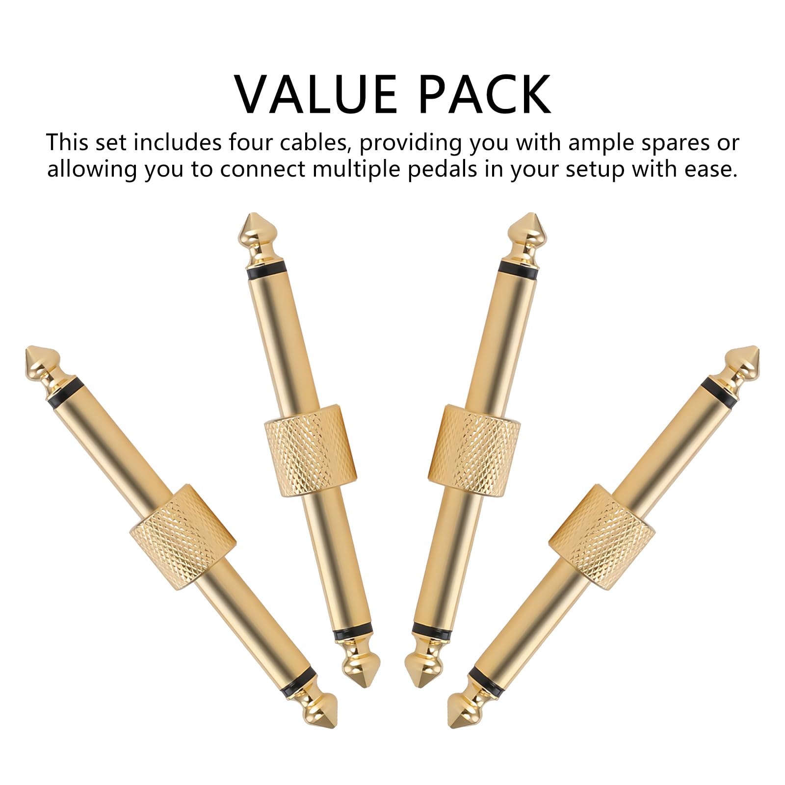 Musiin Guitar Single Block Connection Line Audio Jack Connector Straight Gold Effects Pedal Ultra Short Patch Cable (4 Sets) - Image 3
