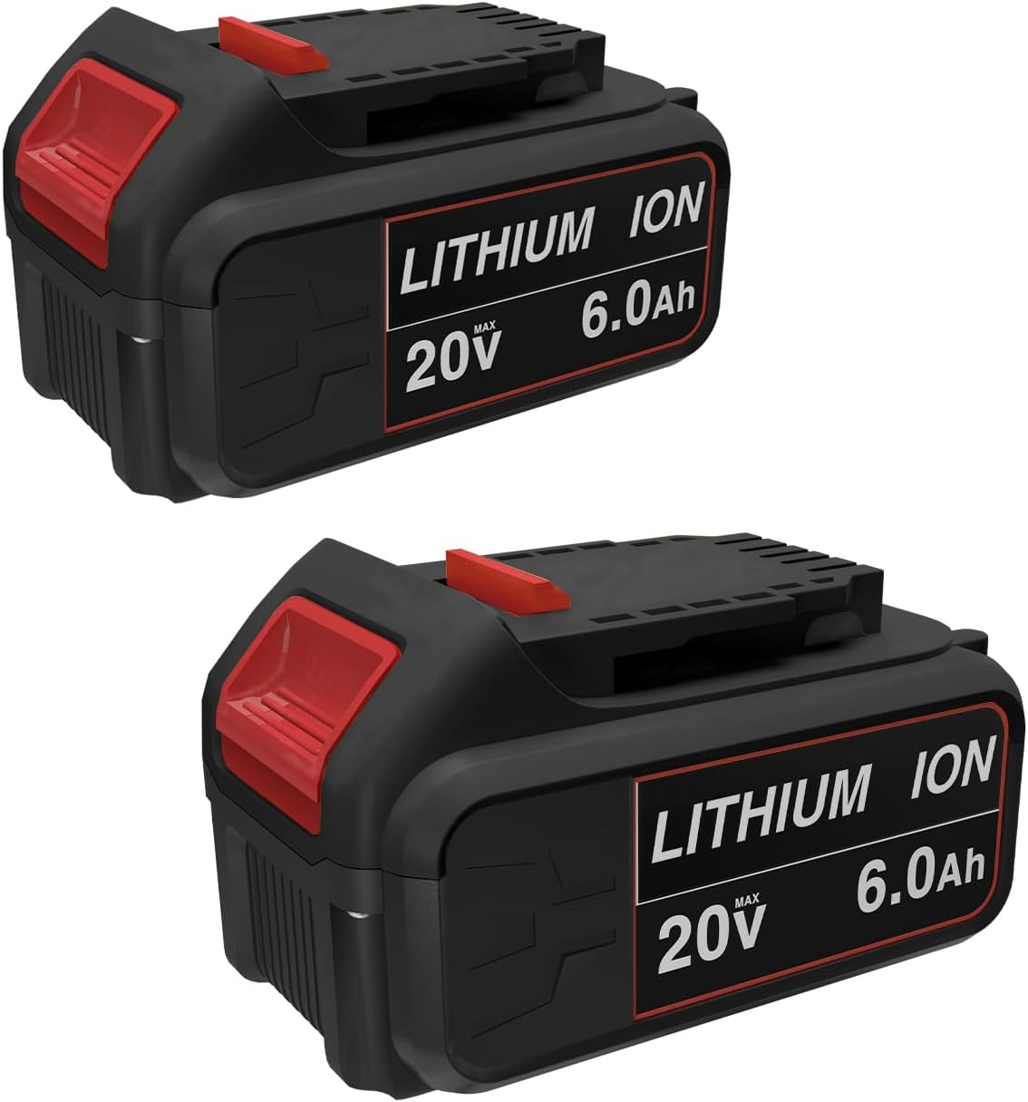 WZXHU 2Pack DCB206 20V 6.0Ah Battery Replacement for Dewalt 20V 6.0Ah Battery Compatible with DCB204 DCB200 DCB201 DCB207 DCB203 DCB180 DCD/DCF/DCG/DCS Series Lithium ion Cordless Tools Batteries