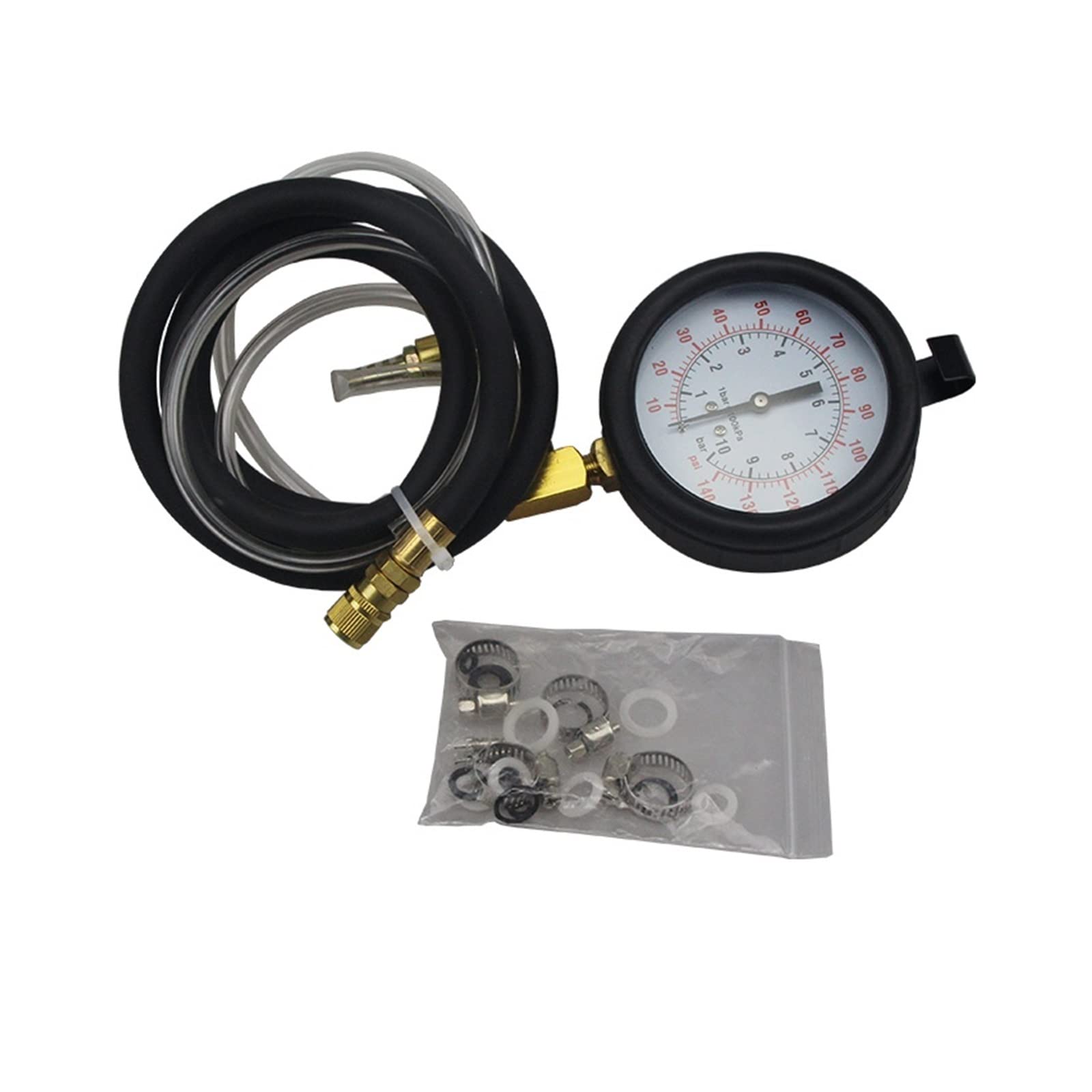 TU-443 Deluxe-Manometer, Kraftstoffeinspritzdruck-Tester, Messgerät-Set, System 0–140 Psi PräZisionsüBerwachung