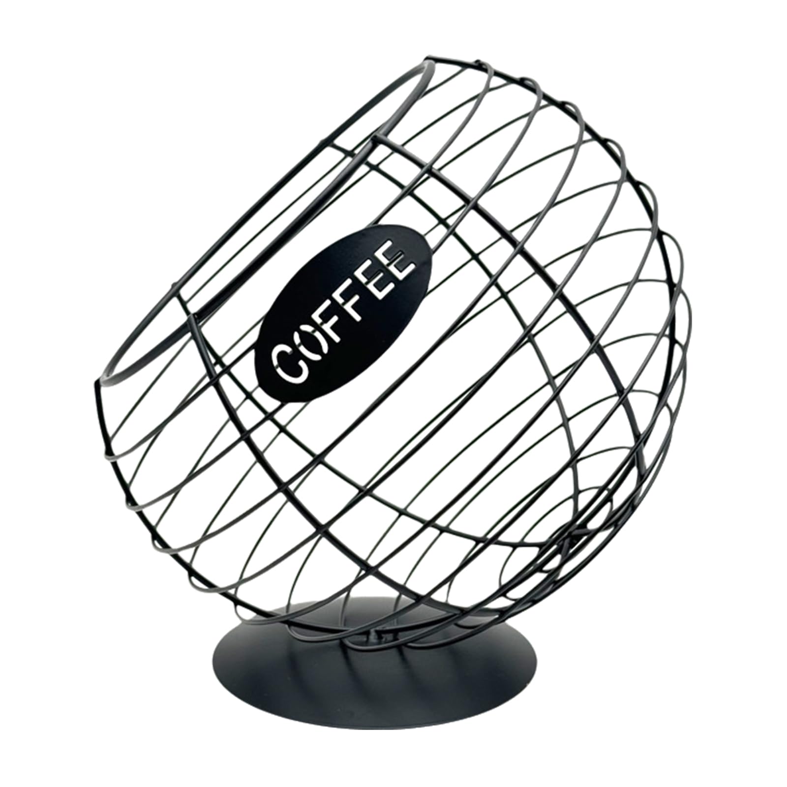 Tsophreniq Practical Coffee Pods Dispenser Iron Art Obliques Mouth Storage Basket Large Capacity Fruit and Vegetable Holder Decorative Fruit Basket