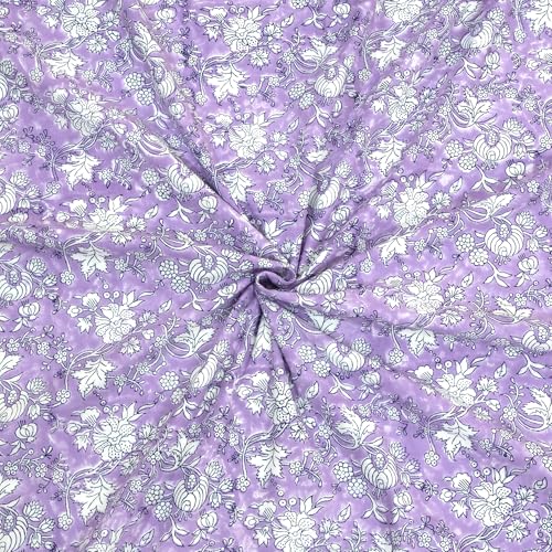 Image of TOAIArt Premium Jaipuri Dohar | AC Blanket Summer Quilt | Hand Block Printed | 3 Layers | Reversible | 150GSM 100% Mulmul Cotton | 100% Cotton Flannel Filling | King 108 inch X 90 inch |Lavender Kalamkari
