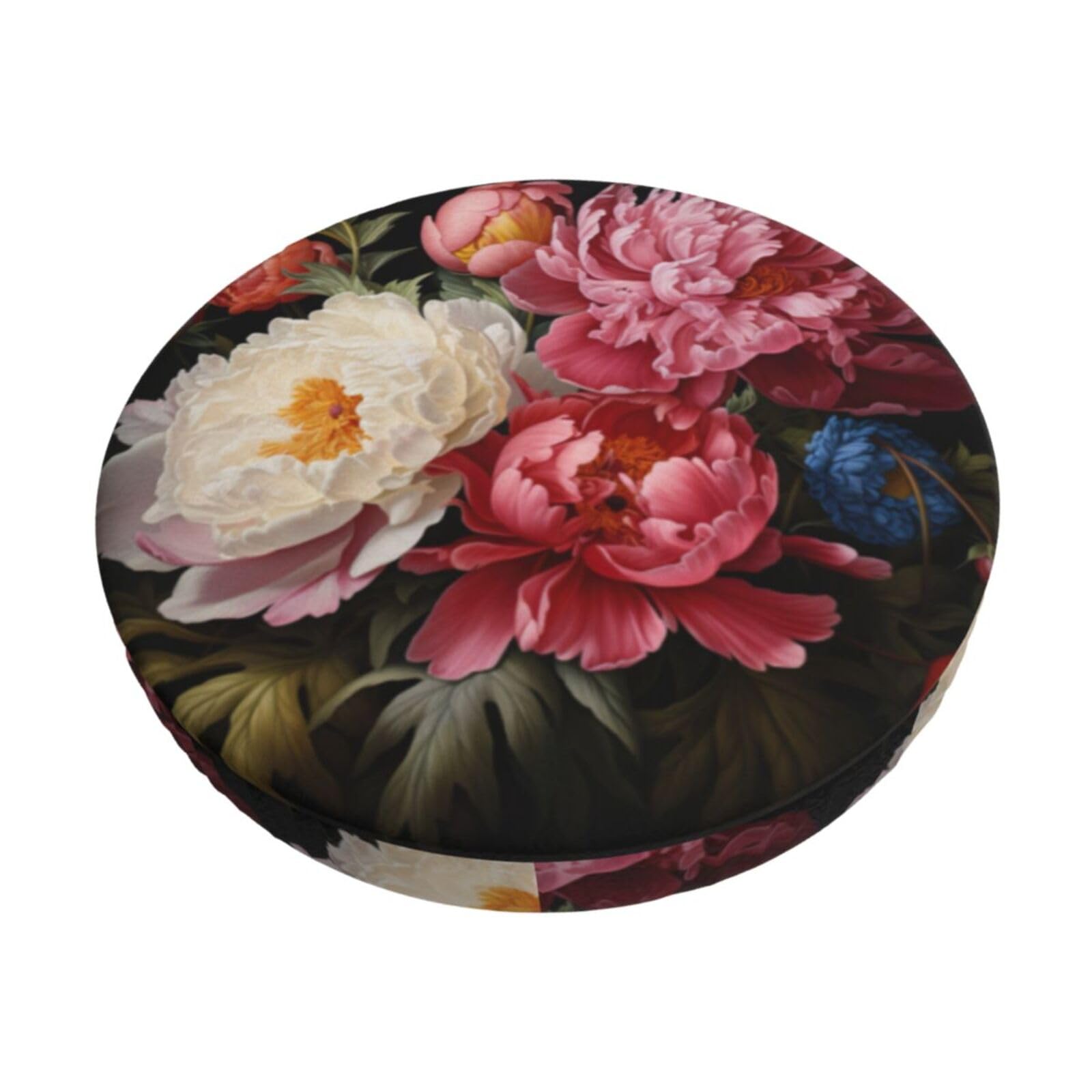 GUCHENP Garden Peony Print Round Bar Chair Cushion Cover,Washable Chair Protector For Indoor Home Furniture Decor