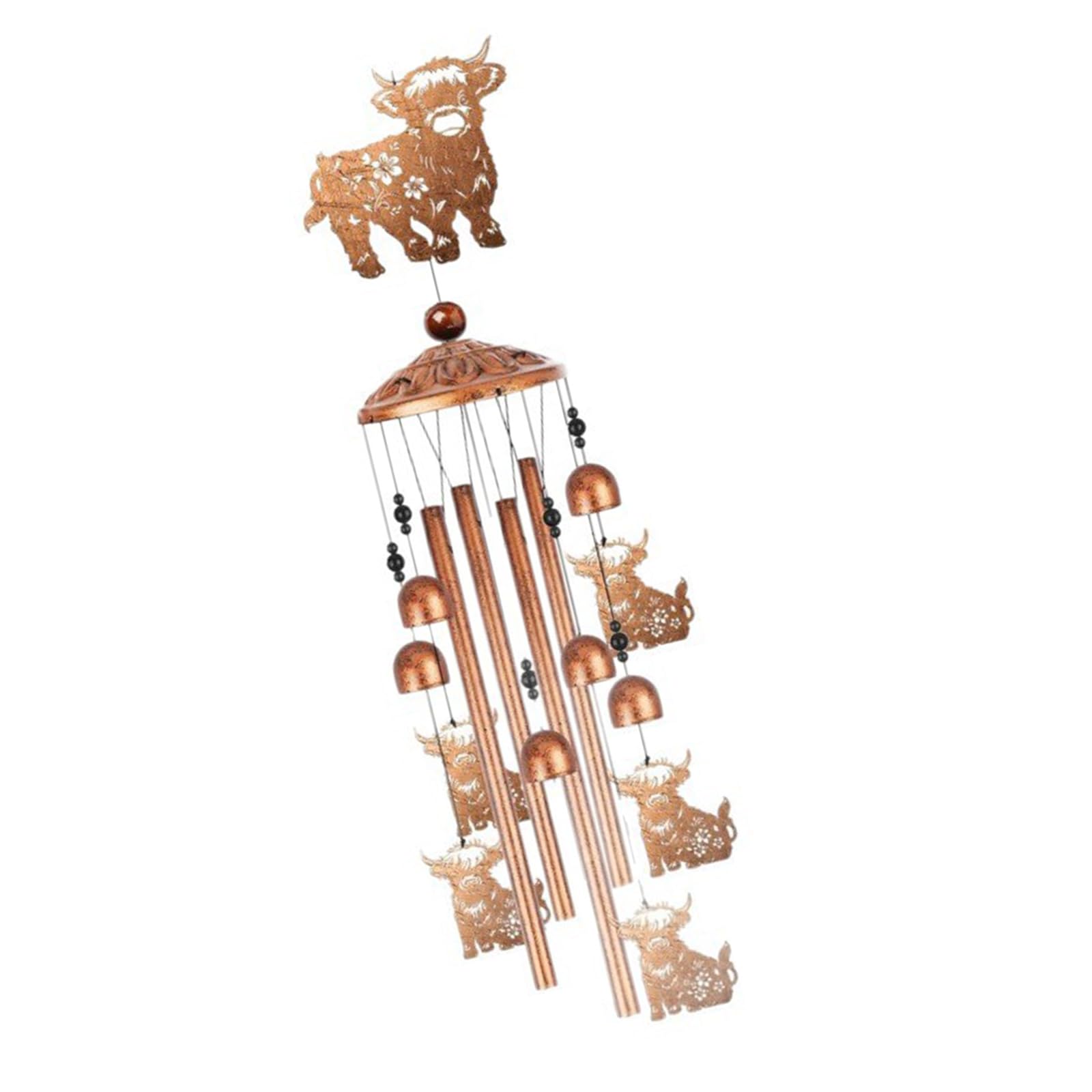 alloneslife Highlands Cow Wind Chimes for Outside, Metal Windchime Outdoor Highlands Cow Women/Men Memorial/Birthday Gift Metal Wind Chimes for Outside Outdoor