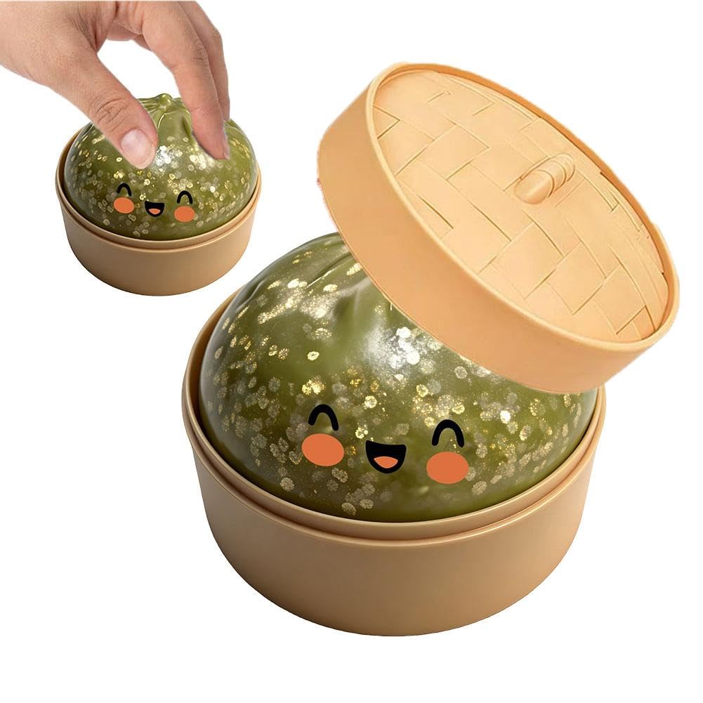 FDEFIRTFG Squeeze toys, Dumpling Squishies, Gold Powder Maltose Mystery Box, Colorful Dumplings Stress Balls(Gold Glitter)