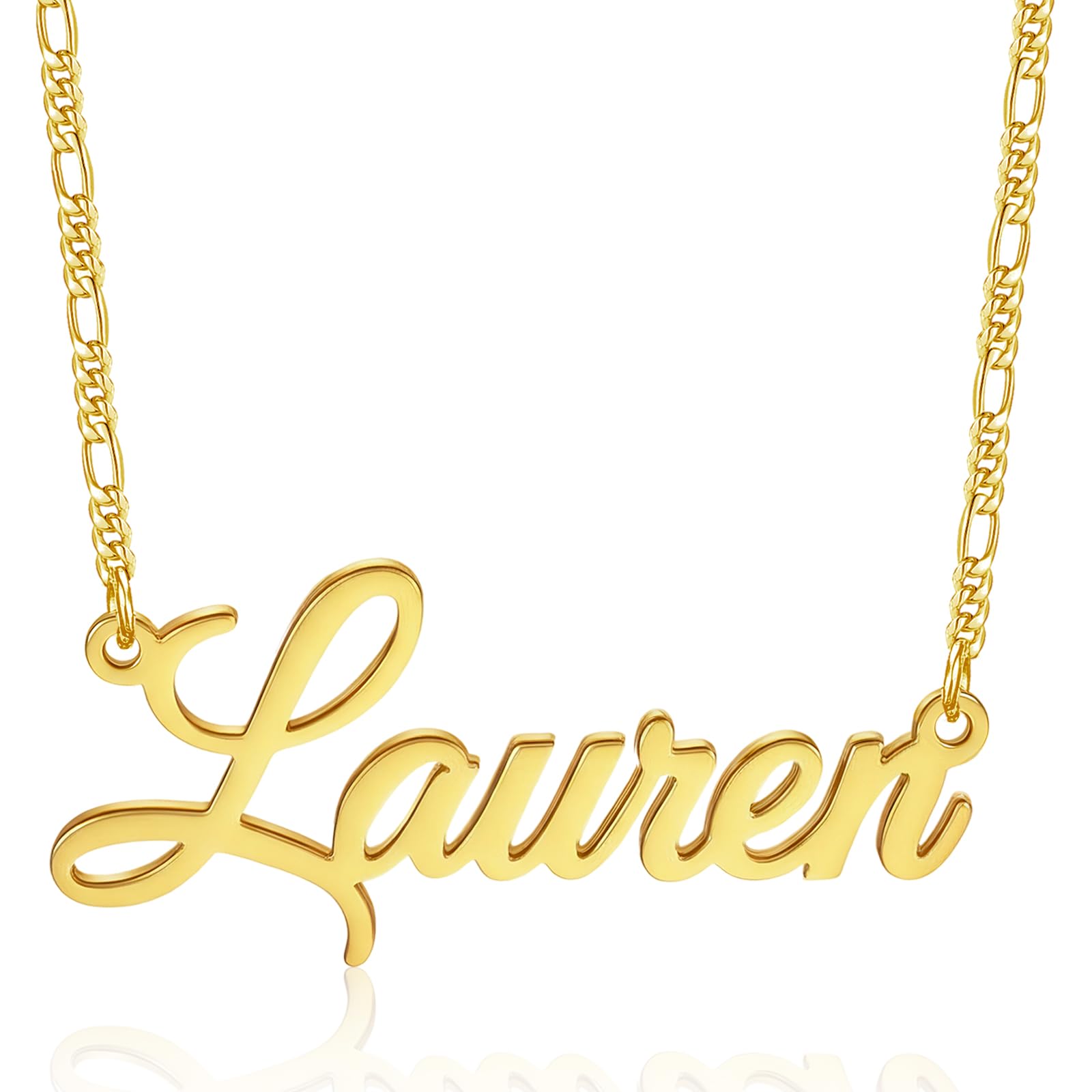 Custom Name Necklace Personalized 18K Gold Plated Nameplate Pendant Gift for Women