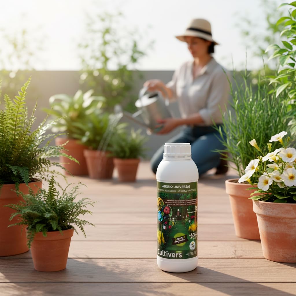 CULTIVERS Fertilizante Universal Ecológico Líquido 10 L | Abono NPK 4-1-7 con Aminoácidos y Micronutrientes (B, Cu, Fe, Mn, Mo y Zn) | Uso en Huerto, Jardín y Plantas, Apto Agricultura Ecológica