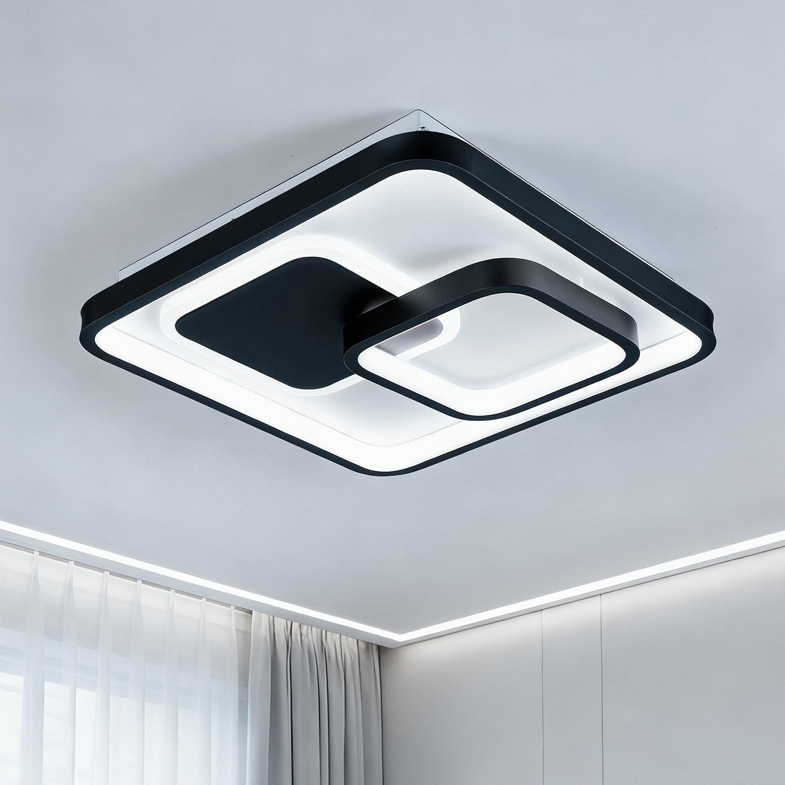 Zankeox LED Ceiling Light, 30W Square Modern Ceiling Lights with Memory Function,3000K/4500K/6500K Dimmable Ceiling Lighting Fixture for Bedroom Living Room Kitchen Hallway Office Bathroom,30*30*6cm