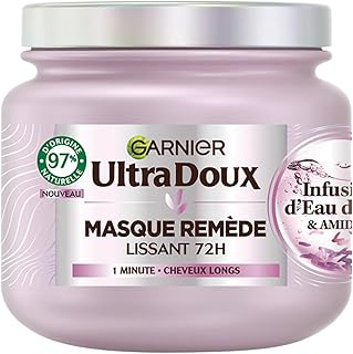 Garnier Ultra Doux - Masque Lissant Douceur & Brillance à l'Infusion d'Eau de Riz - Cheveux Rebelles et Indisciplinés - 340 ml