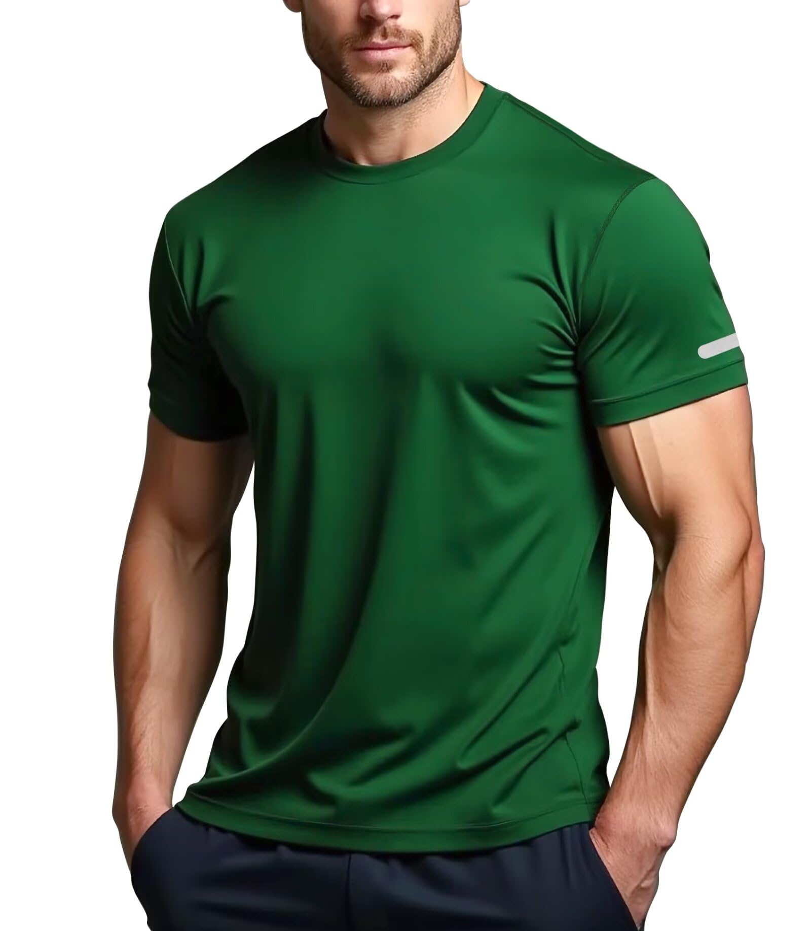 YumiDay Mens Workout Shirts Fitted, Quick Dry Gym Tshirts Running Athletic Top Moisture Wicking Tee