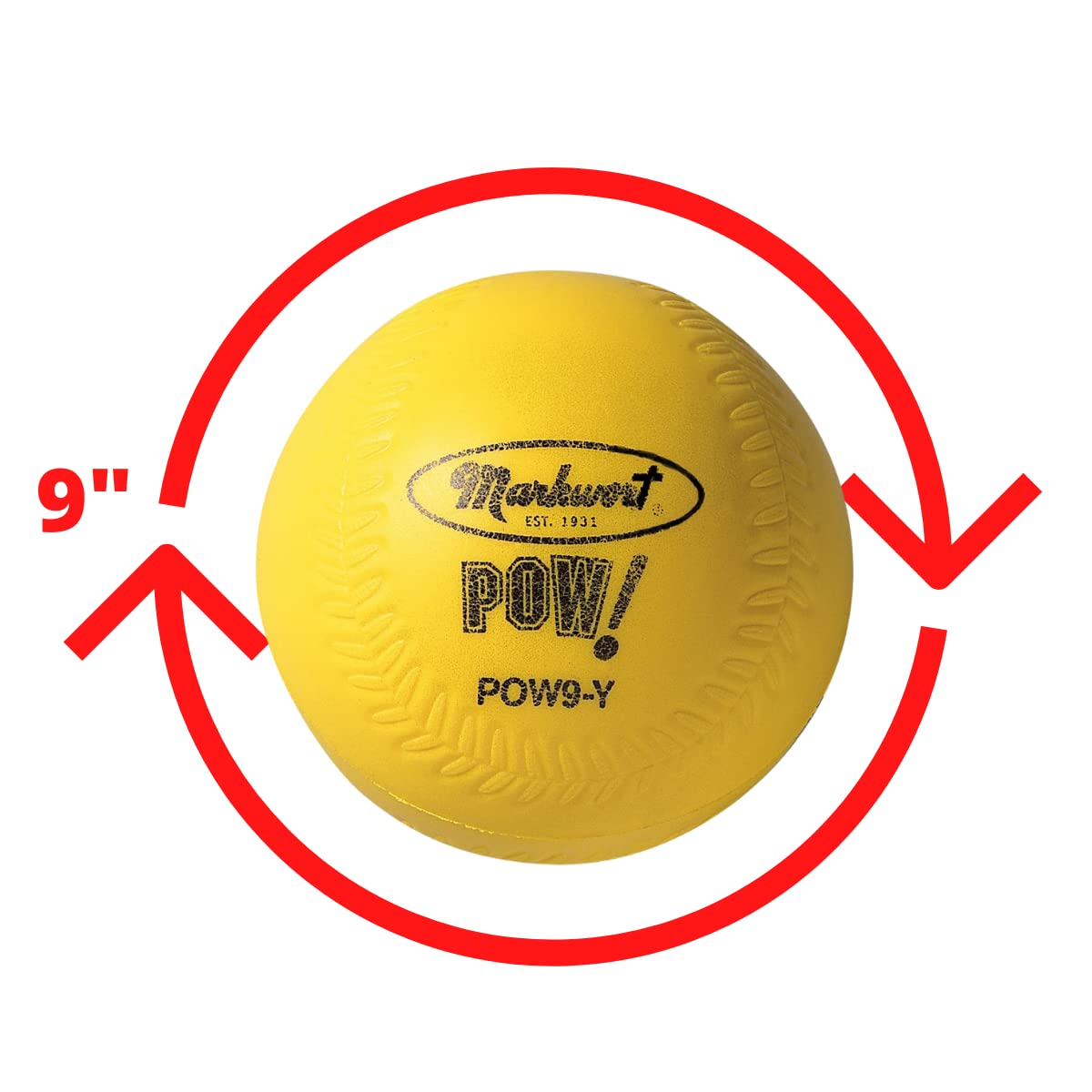 Markwort POW Ball Baseball (Dozen), Yellow, 9-Inch