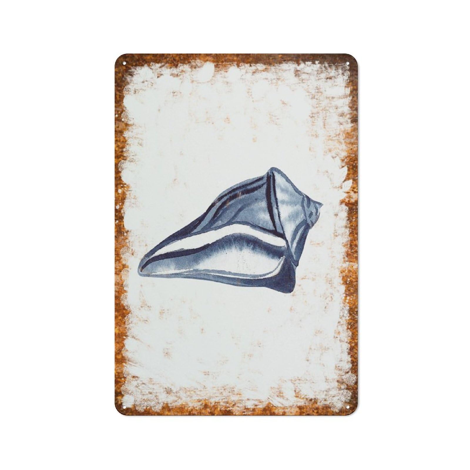 peiyeety Metal Tin Sign Retro Distressed Vintage Rustic Metal Seashell Watercolor Print Wall Art Decor for Home Kitchen Bedroom Bathroom Farmhouse Living Room Office Apartment 6x8 INCH