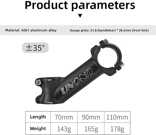 Miniatura 10 de FOMTOR Tallo de manillar de bicicleta de montaña de 25.4, 2.362in, 3.543in, 4.331in, 35 grados, para bicicleta de montaña, bicicleta de carretera,