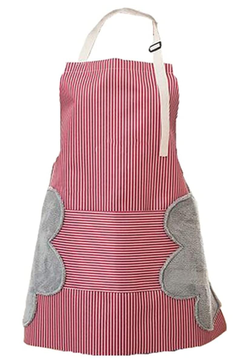 YANCI® Wiping Hands Apron, Adjustable Bib Waterproof Velvet Stitched Apron with Pockets Cooking Kitchen Chef Women Aprons for Home Kitchen, Restaurant, Coffee House