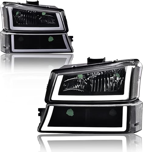 G-Plus Led Drl Headlights, Compatible With 2003 2004 2005 2006 Chevy Silverado Avalanche, Clear Lens Black Housing Clear Reflector #TOP5