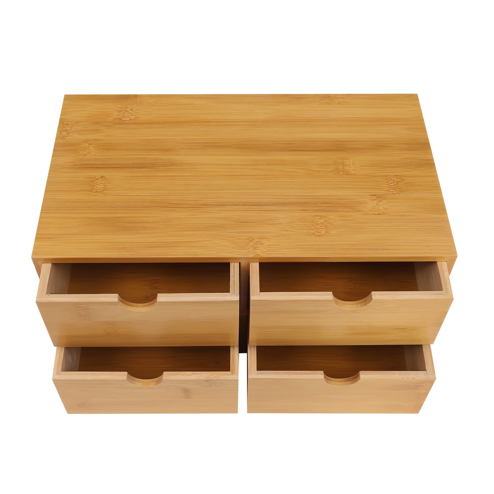 Bamboo Desk Organizer con 4 cassetti per utensili da ufficio, in bambù, 33 x 19 x 16 cm, per riporre articoli di cancelleria, documenti, cosmetici