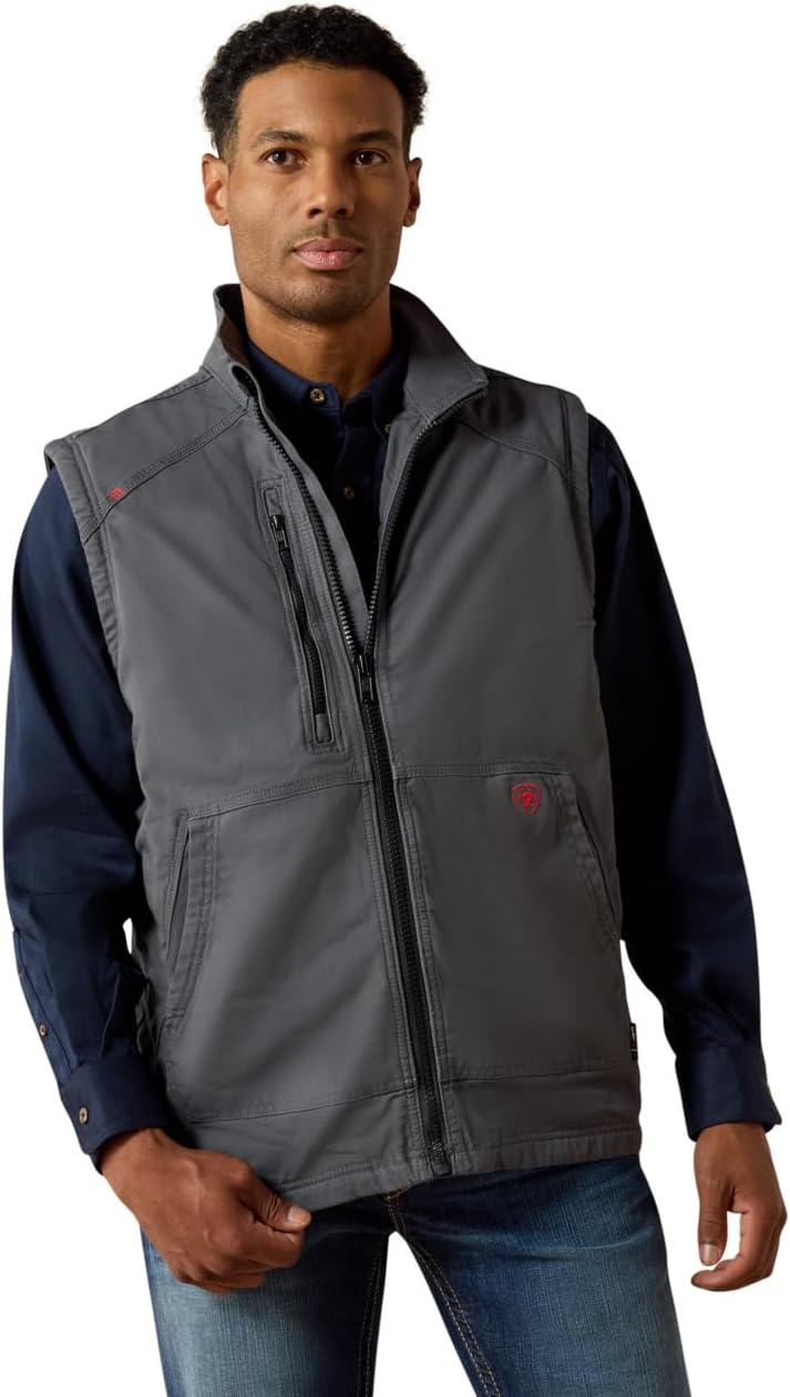 ARIAT mens Mns Fr Dralht Strch Cnvs Ins Vst Irn Gry Vest, Iron Gray, X-Large US