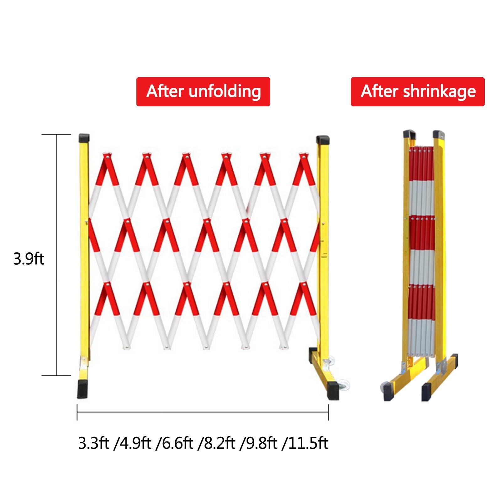 Le Bcade - Cancello pieghevole per parcheggio, 1,9 m, nero e giallo, pieghevole, per strade esterne, vialetto, cassaforte, 100 x 50 m