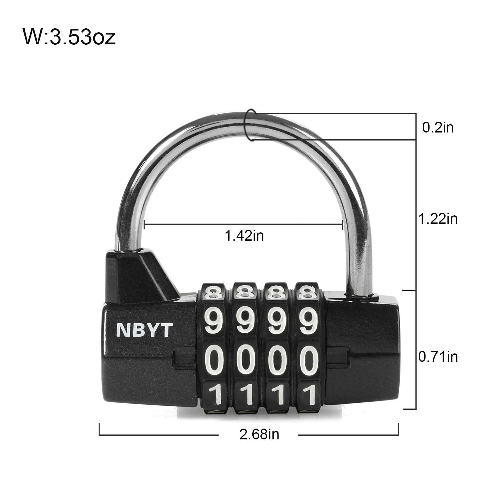 Gym Locker Lock,4 Digit Combination Lock,Safety Password Padlock for School Gym Locker,Sports Locker,Fence,Toolbox,Case,Hasp Storage Black