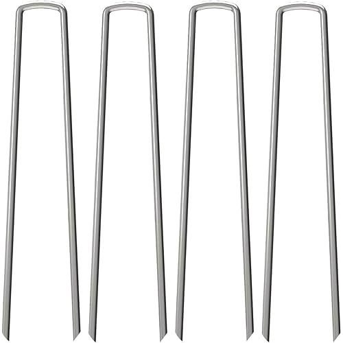 50 Pack Landscape Staples 12 inch,Heavy Duty Garden Stakes Pins Galvanized Landscape Fabric Staples Sod Ground Staple for Anchoring Weed Barrier Fabric