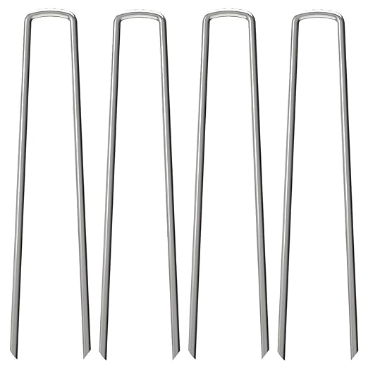 100 Pack 12" Garden Stakes Pins,Heavy Duty Garden Landscape Staples Stakes Pins Galvanized Landscape Fabric Staples Sod Ground Staple for Anchoring Weed Barrier Fabric