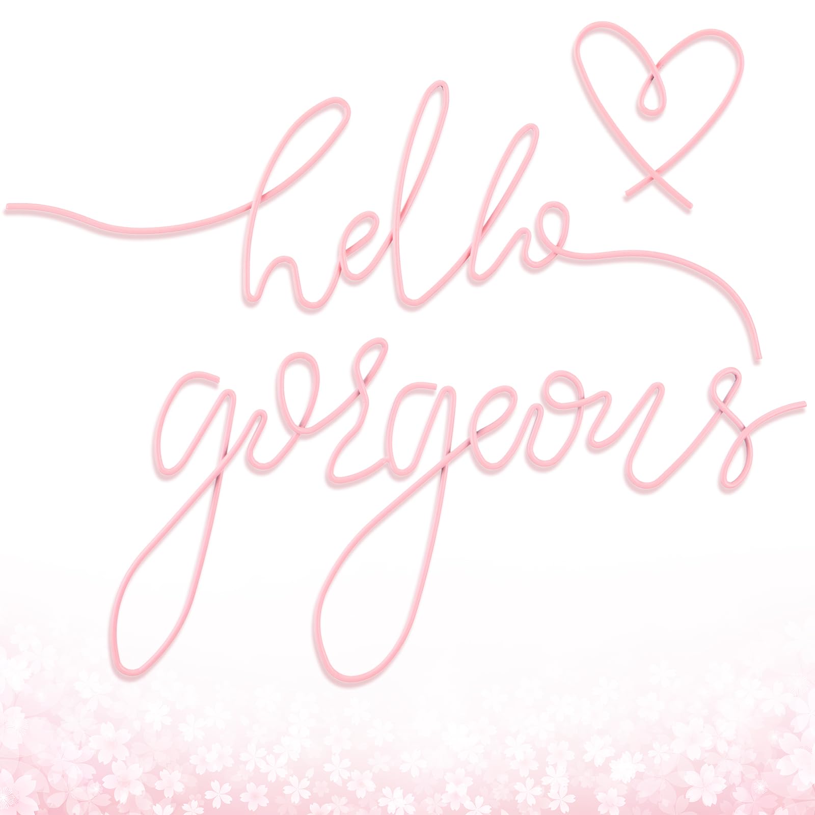 Hicarer Metal Hello Gorgeous Wall Art Minimalist Wall Decor, Light Pink