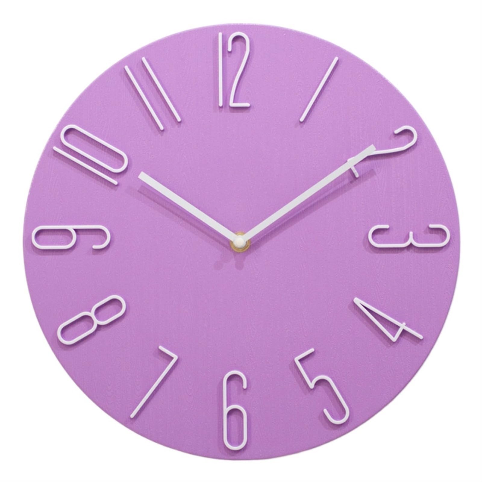 Wanduhr Moderne einfache leichte Luxus Wohnzimmer Studie Schlafzimmer Quarz Wand-montiert kreative stille runde Wanduhr(Purple)