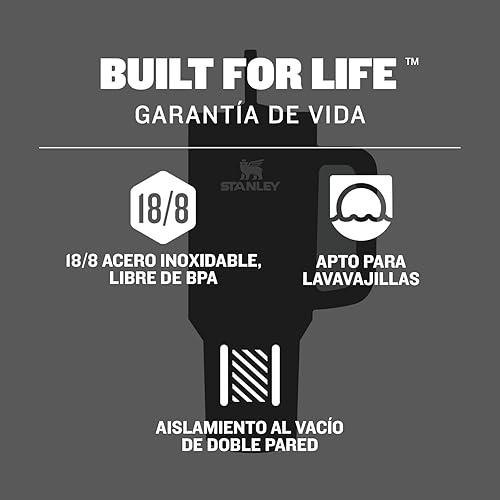 Miniatura 10 de Stanley Quencher H2.0 FlowState - Vaso aislado al vacío de acero inoxidable con tapa y popote para agua, té helado o café, batidos y más