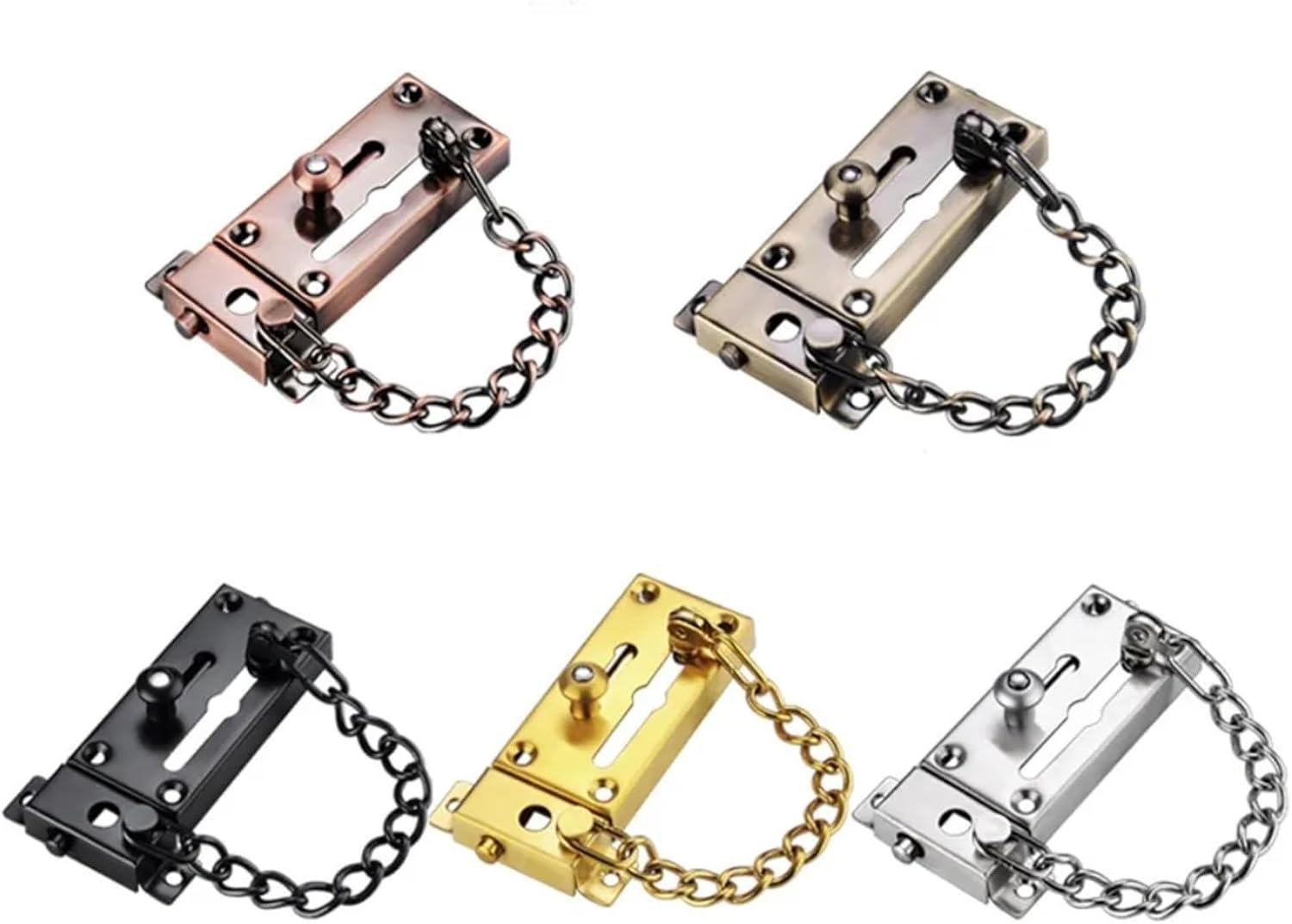 Stainless Steel Door Lock Insurance Thickened Chain with Latch Bolts 1Pcs(Red Bronze)
