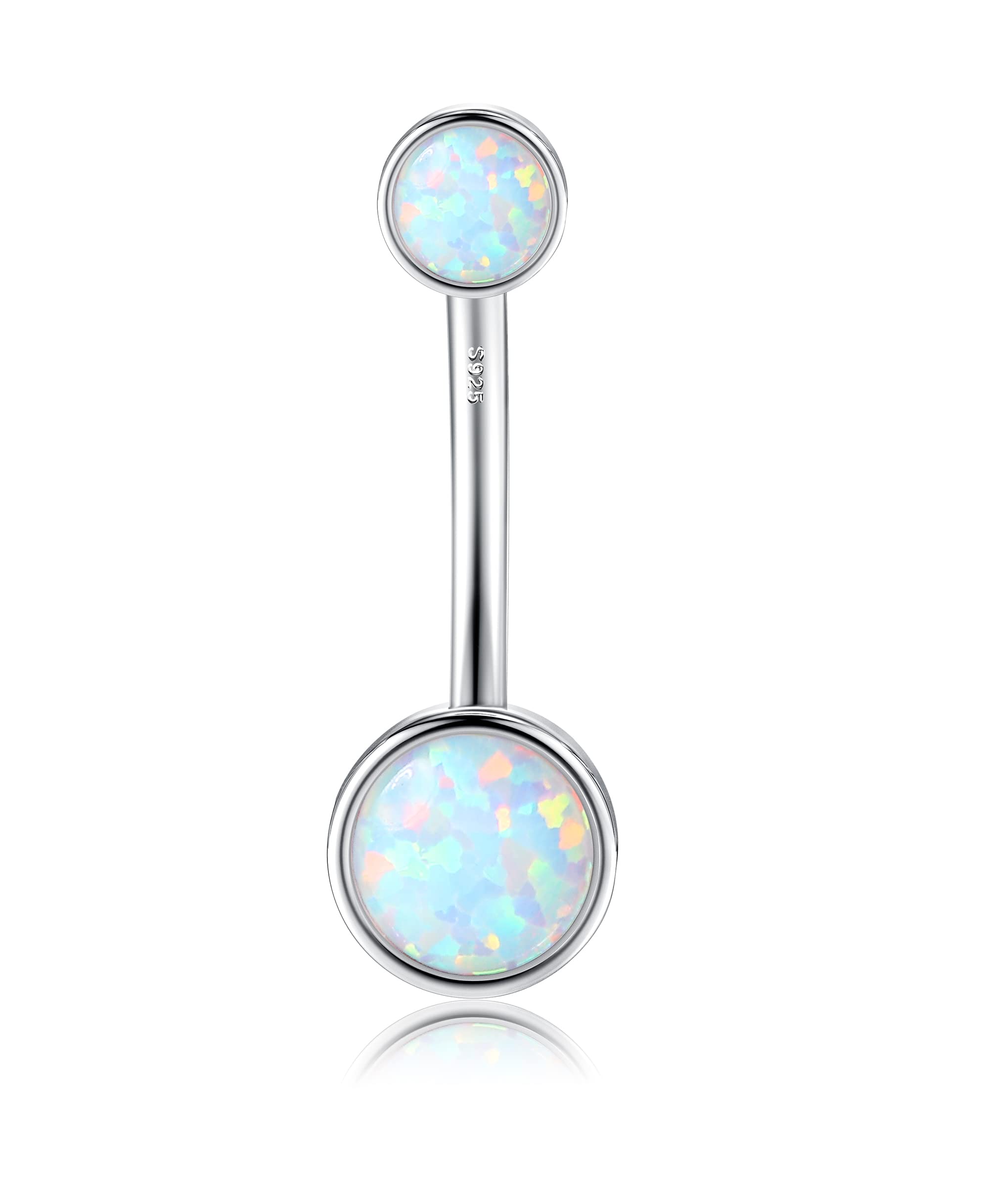SllaissPiercing para ombligo, plata 925, anillos de ombligo para mujer, circonita, anillos de ombligo para ombligo, joyas, piercing de ópalo y ombligo