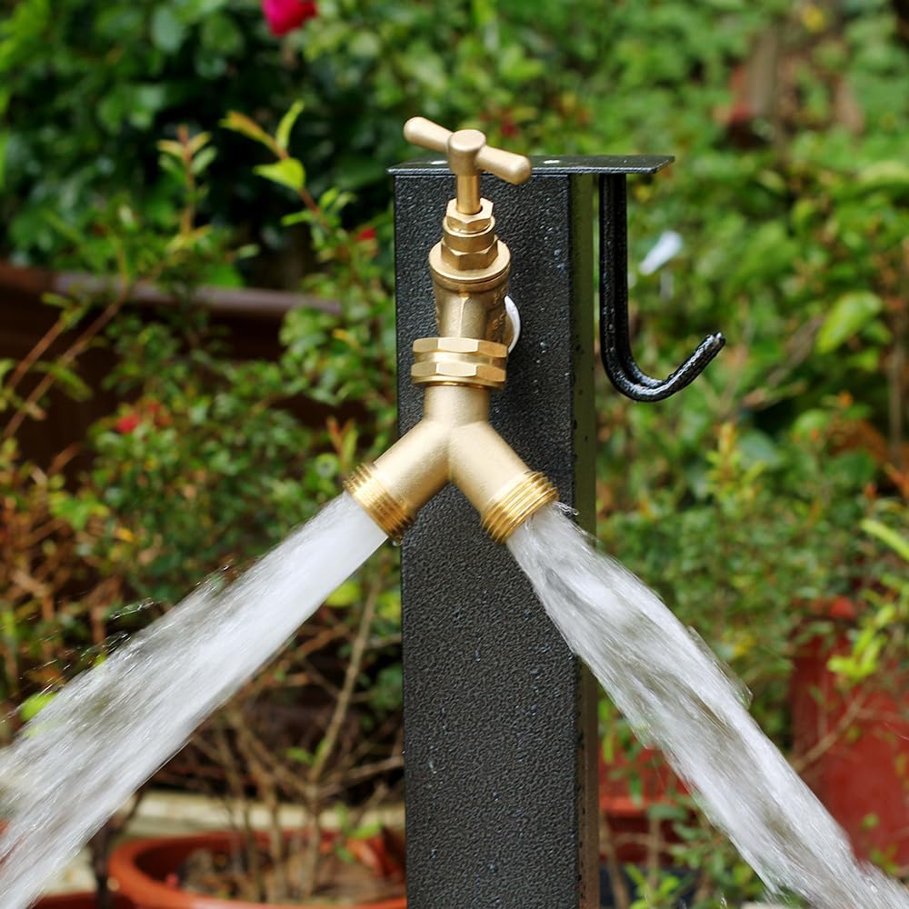 Garden hose splitter, Brass Y-Type Unrestricted Flow Fitting, Garden Faucet splitter (2-way full flow 6Pcs)