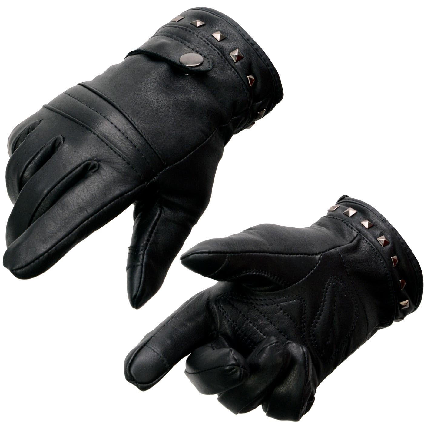 Milwaukee Leather MG7755 Women's Black Leather ’I - Touchscreen Compatible’ Thermal Lined Motorcycle Gloves W/Gel Palm - Medium