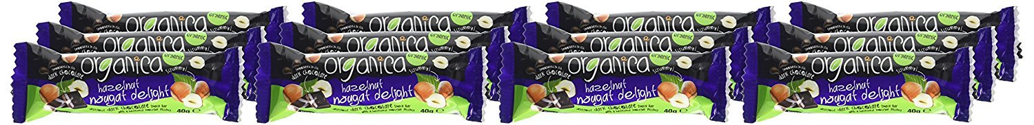 Organica Hazelnut Nougat Dark Organic Chocolate 40 g (Pack of 12)
