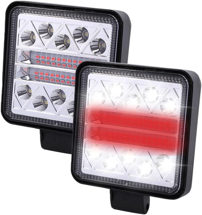 Foreverup 2Pcs Faro Trabajo LED 102W Rectangular Faros de Trabajo LED Tractor IP67 Impermeable Focos de Coche LED para Tractor Excavadora Remolcador Carretilla Elevadora Todoterreno Jeep SUV UTV ATV