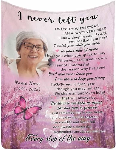 MyPupSocks Regalos conmemorativos personalizados, manta de cama personalizada con texto en inglés "I Never Left You", manta de memoria personalizada