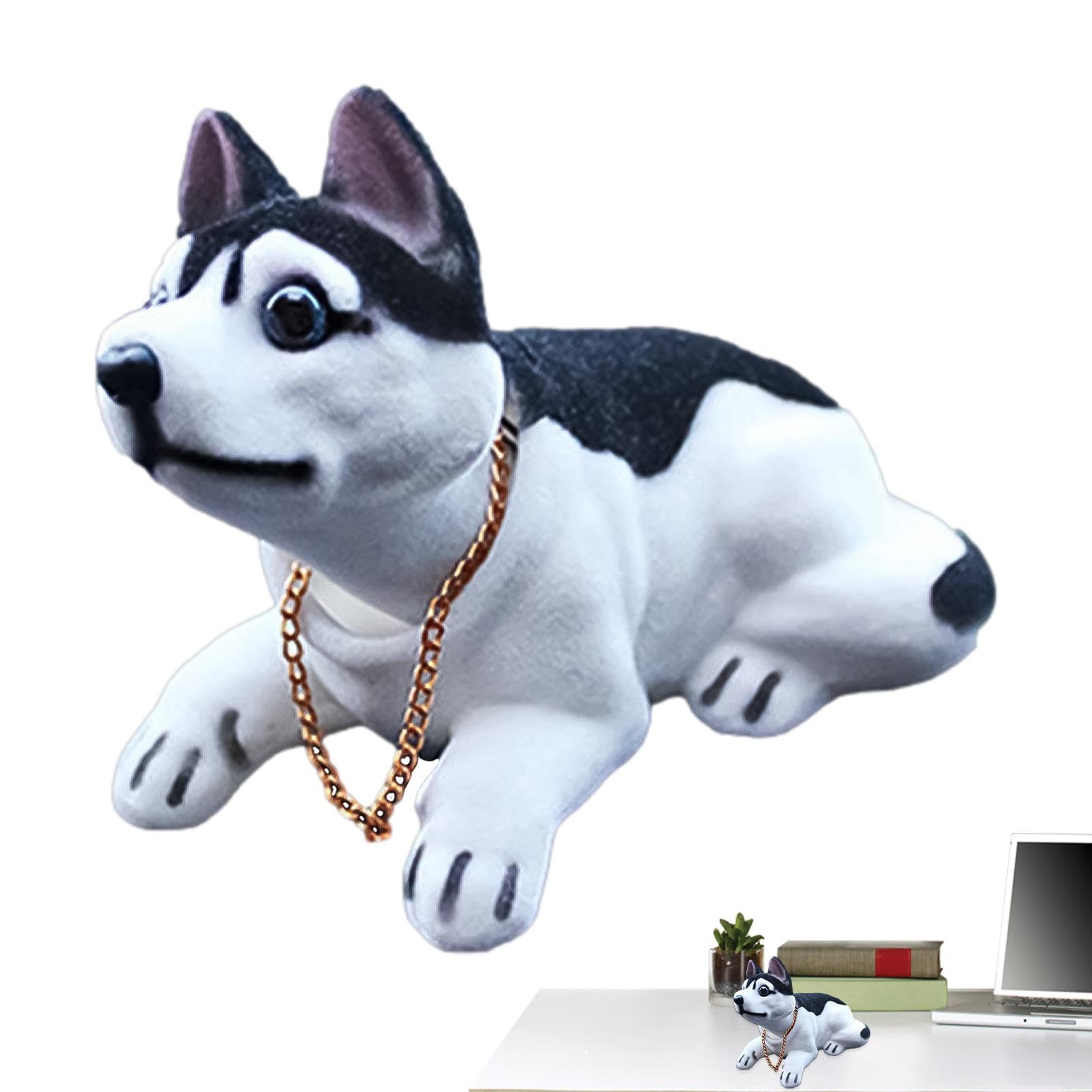 Jorzer Adorno Para Coche De Perro Husky Con Cabeza Movible – Figura De Resina Con Movimiento Oscilante, Decoración Interior Vehicular Sin Pilas, Tamaño 19x7x8 Cm, Regalo Original