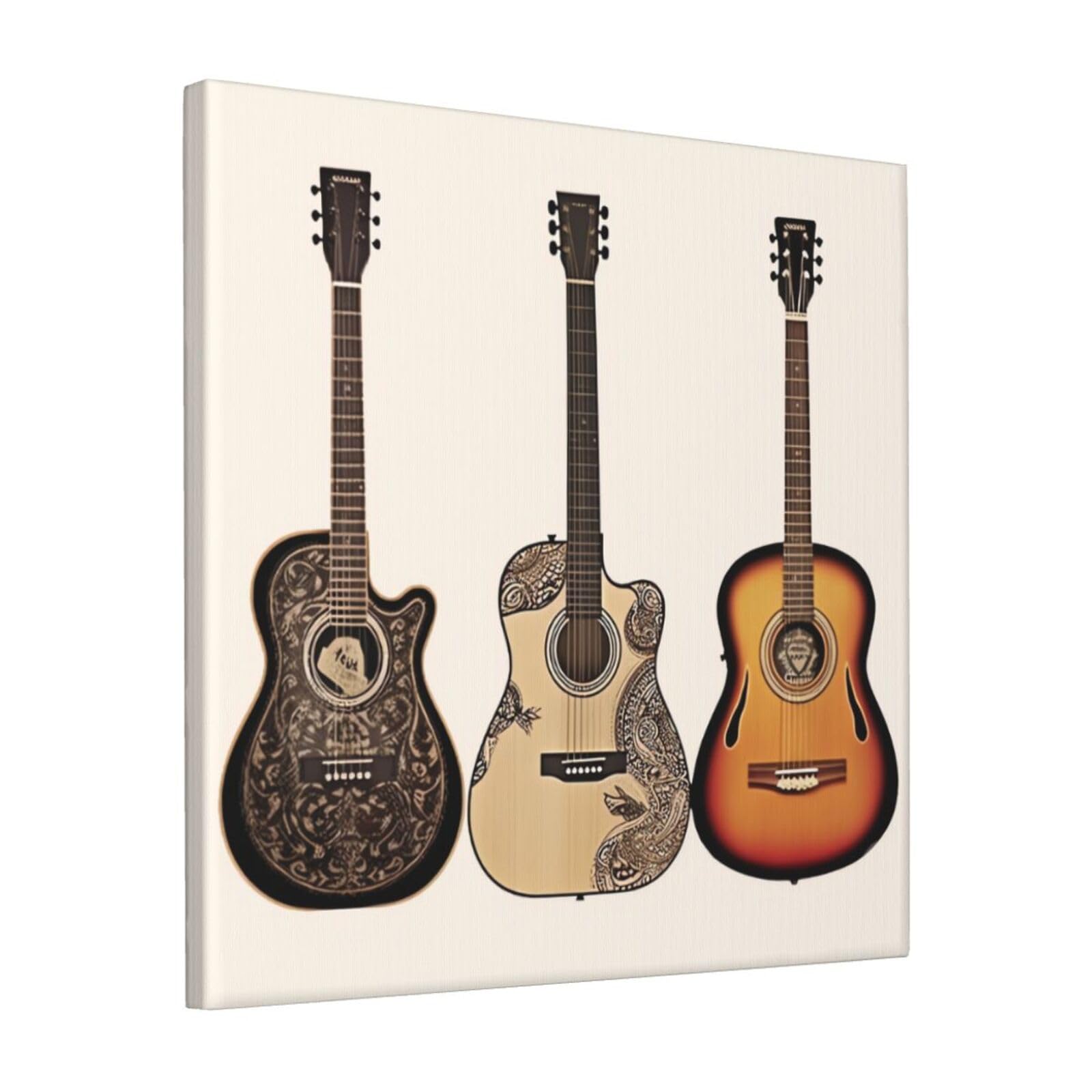 KLOPH Guitar Canvas Wall Art for Living Room 12"x12" Modern Artwork Painting for Bathroom Hanging Canvas Prints Aesthetic Wallart for Bedroom Kitchen Office Wall Decor