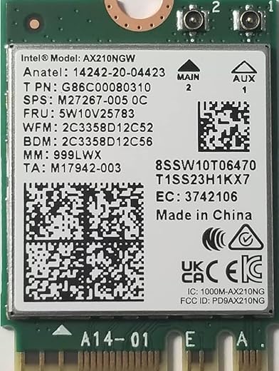 Plugnet | Intel AX210NGW Wi-Fi 6E Adapter, Tri-Band 2.4/5/6 GHz, Up to 2.4 Gbps, M.2 for Desktop, Bluetooth 5.3, Windows 10/11, Linux Compatible…
