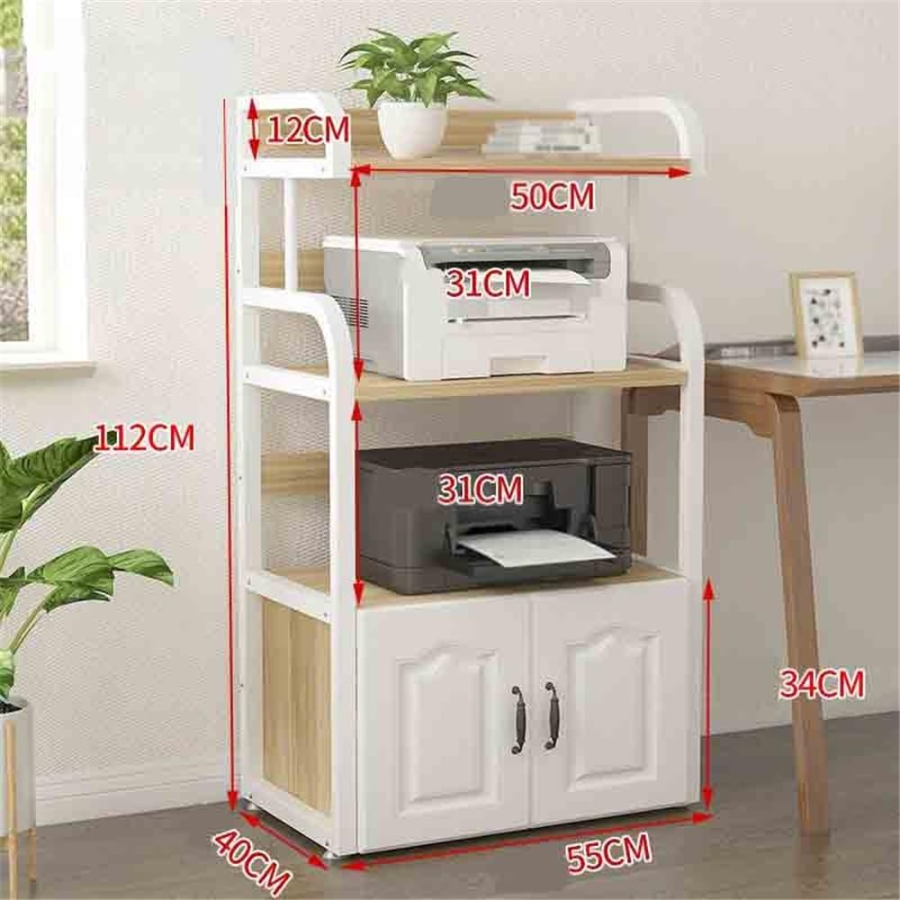 Soporte para impresora Estante de piso for impresora, estante de almacenamiento de oficina, escritorio de fotocopiadora, estante de almacenamiento multicapa con gabinete de puerta Mesa para impresora