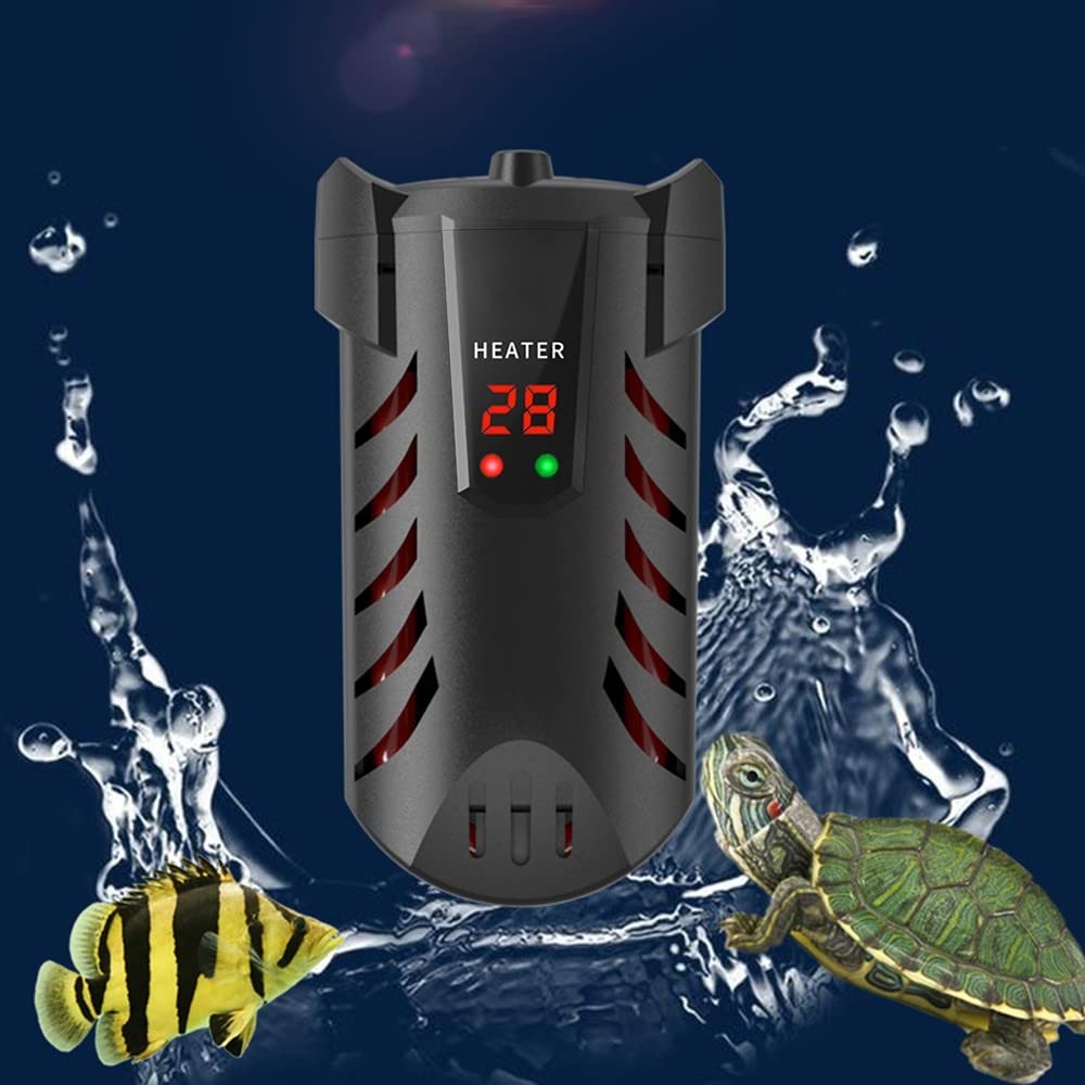 Miniaturowa grzałka do akwarium, 25 W/50 W/100 W/200 W, grzałka zanurzeniowa do akwariów, regulowana inteligentna grzałka do akwariów z cyfrowym wyświetlaczem LED do akwariów o pojemności 1–120 l