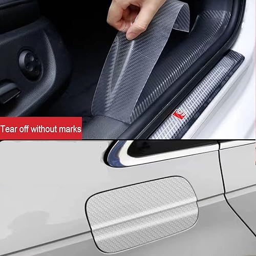 Miniatura 6 de Protector de borde de entrada de puerta de automóvil de 3.9 in x 16.4 ft, fibra de carbono transparente, borde de entrada de puerta de automóvil,