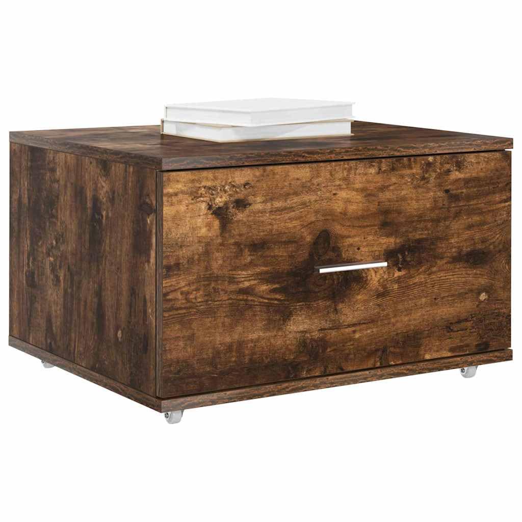 vidaXL Drawer Cabinet with Wheel Smoked Oak 55 x 45 x 31 cm, Rectangular, Modern Drawer Cabinet, Ample Storage Solution for Home, Organized Indoor Space, Functional Furniture, Minimalist