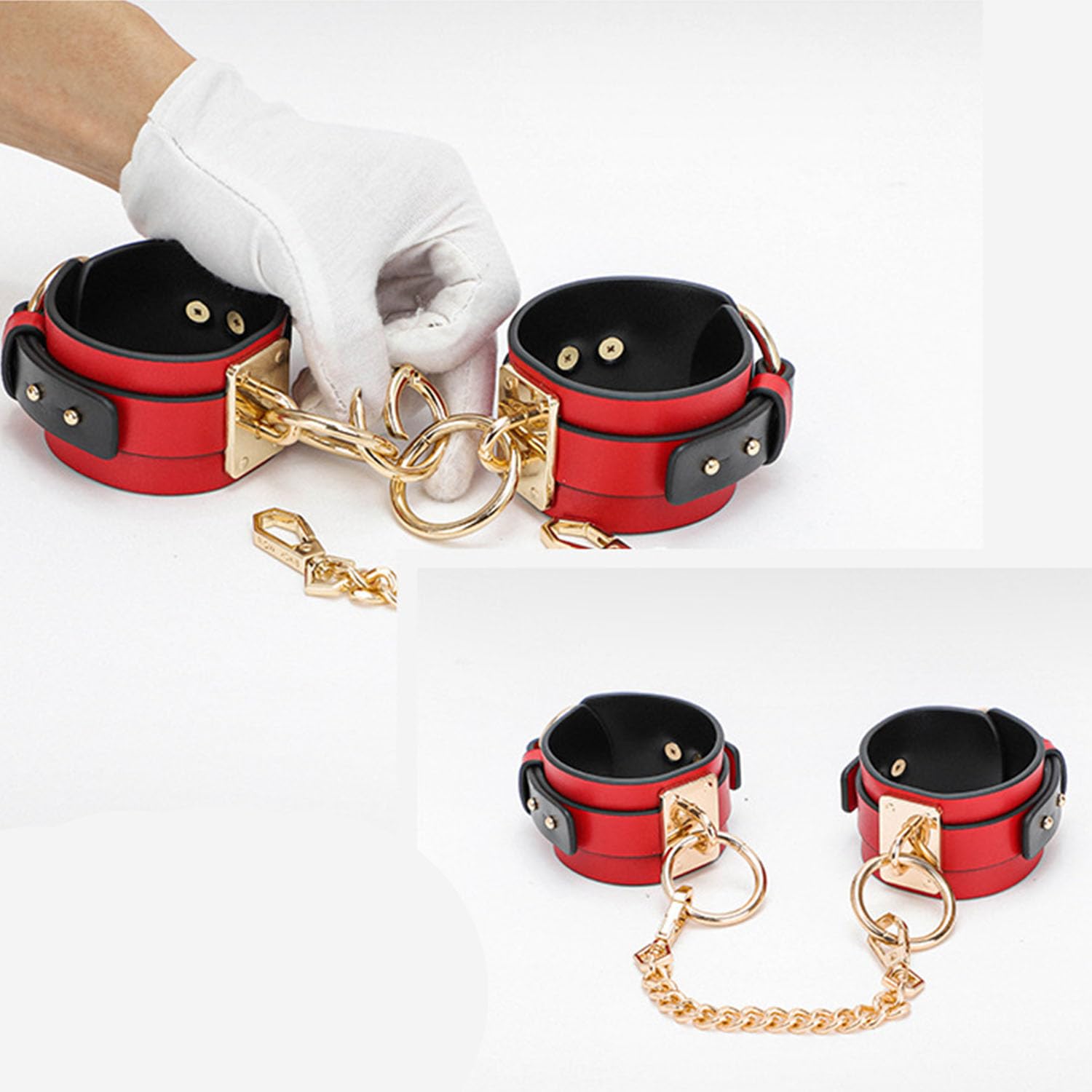8 er BDSM Bondage Set Fesselset Erotik SM Sex Spielzeug Augenbinde Peitsche Paddel Handschellen Fußkettchen Halsband Nippelklemme Knebel SM Bett Sets Bondage Anfänger Erfahrene Paare Extrem Sex