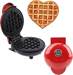 Mini Máquina de Waffle em Formato de Coração Pequena Portátil Forma Elétrica Retro Coração (Vermelho, 110V)