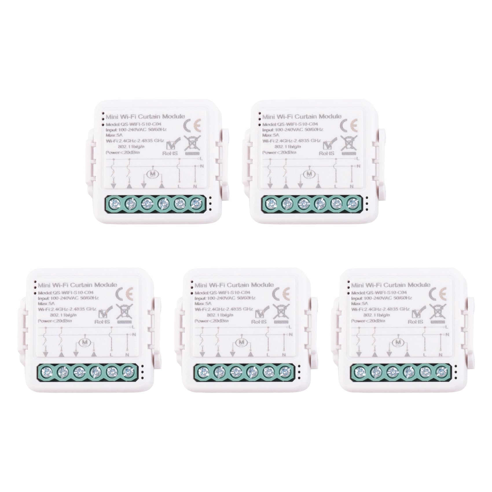 Jnchdghwa White 5X Tuya Smart Wifi Curtain Switch Module For Roller Shutter Electric Motor Smart Life App Remote Control