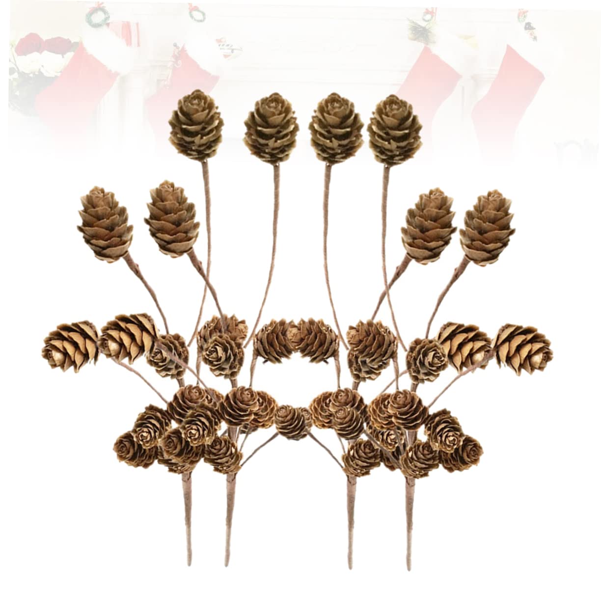 Abaodam 12 De Pino Púas De Pino con Piñas De Pino De Navidad Guirnalda De Pino Decoración De Púas De Navidad Púas De Pino Falso Arreglo De Flores Artificiales