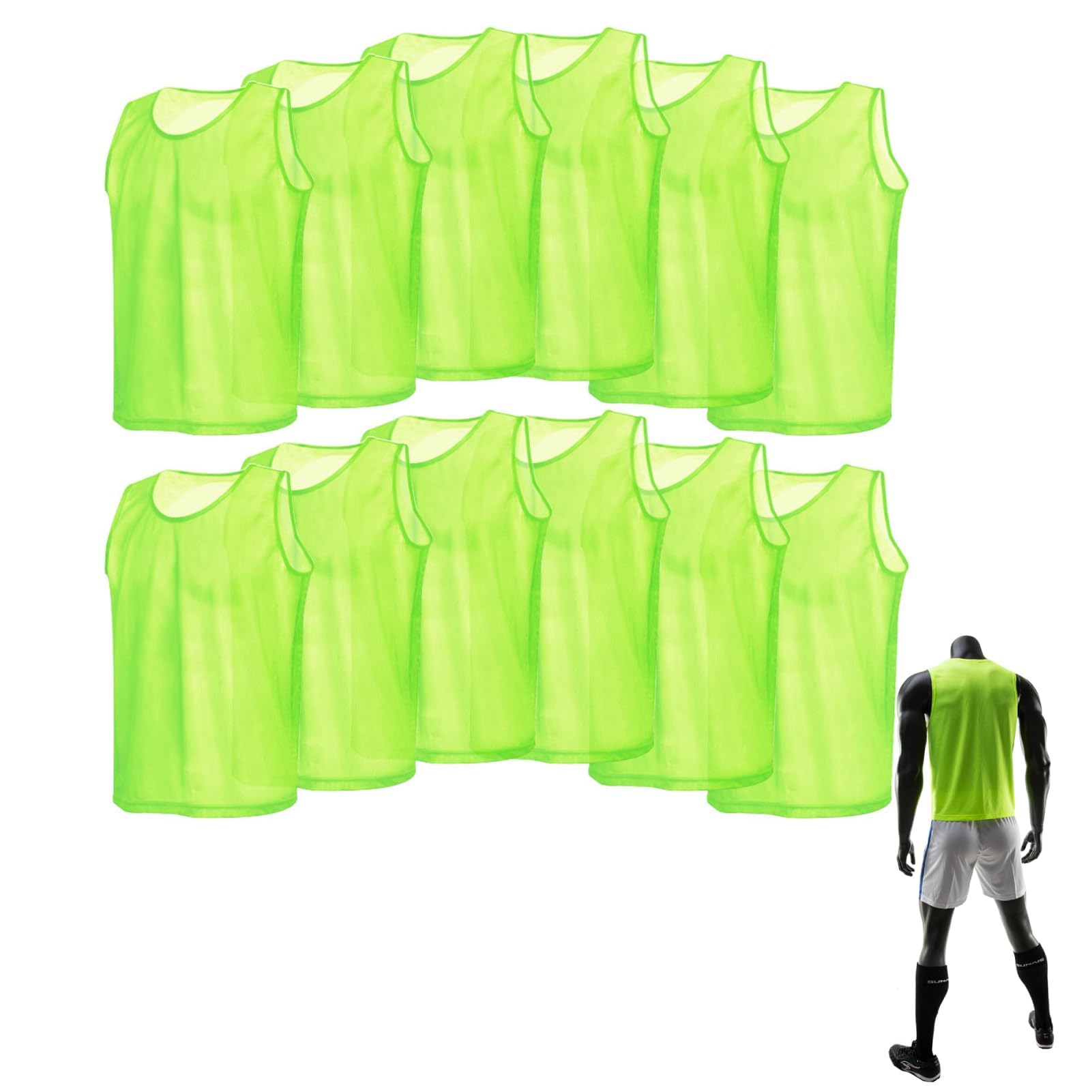 12 Pack Soccer Scrimmage Training Vests, 64 x 54cm /25.2 x 21.3in Team Pinnies Vests, Practice Vests Youth Pinnies for Sports Youth