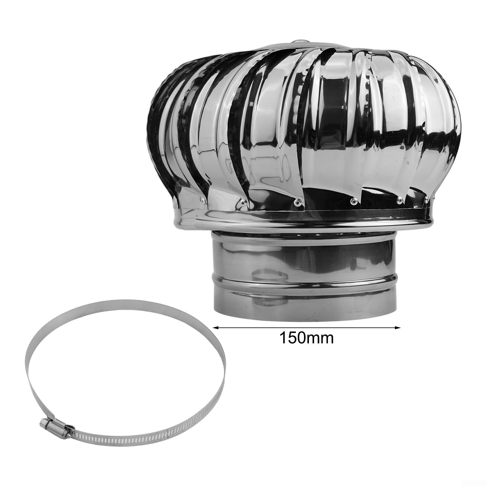 Campana extractora de Acero Inoxidable: Campana giratoria antirretorno, Apta para chimeneas, Compatible con chimeneas estándar de 150 mm de diámetro, solución de extracción Resistente a la i