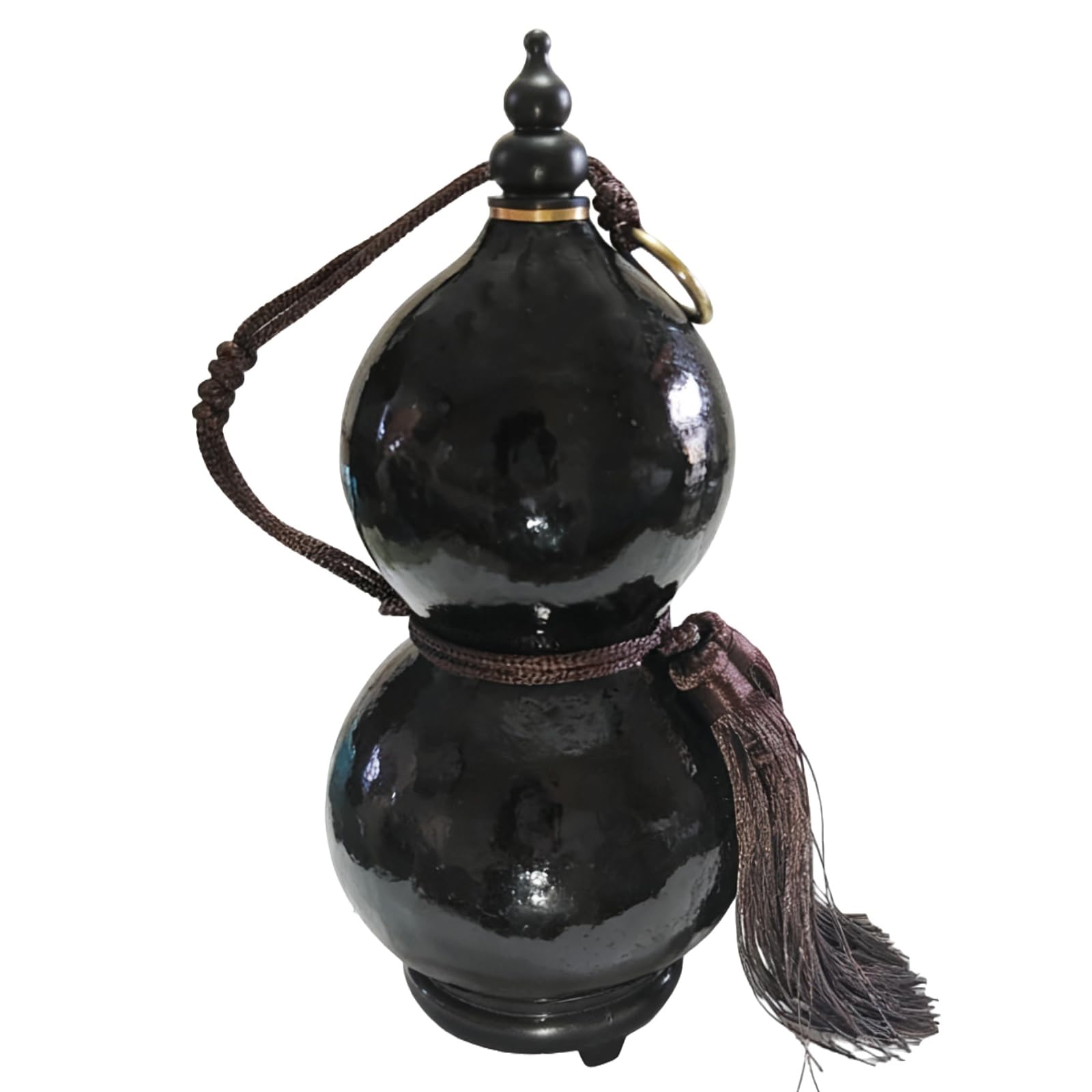 FIDFDID Natural Pumpkin Bottle,natural dried hollow gourd water bottle,home decoration pumpkin,portable gourd wine flask,wine gourd,halloween water bottle,600ml,black