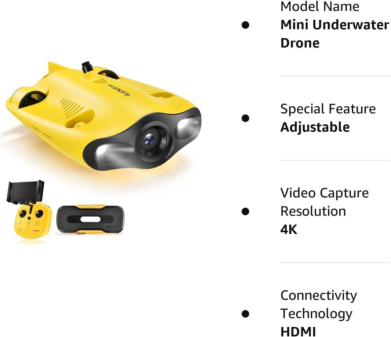 gladius Mini Underwater Drone, 4K UHD Underwater Camera for Real Time Viewing, Remote Controller and APP Remote Control, Dive to 330ft, Live Stream, Adjustable Tilt-Lock, Fish Finder, ROV : Electronics